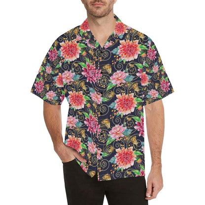 Dahlia Pattern Print Design DH02 Men Hawaiian Shirt-JorJune