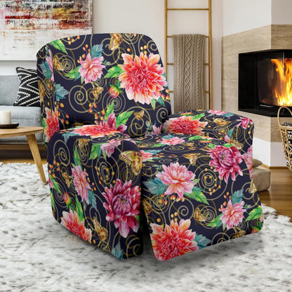 Dahlia Pattern Print Design DH02 Recliner Slipcover-JORJUNE.COM