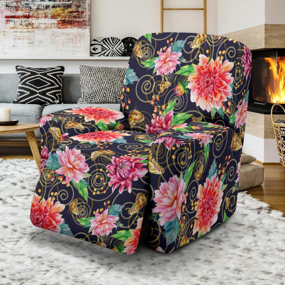 Dahlia Pattern Print Design DH02 Recliner Slipcover-JORJUNE.COM