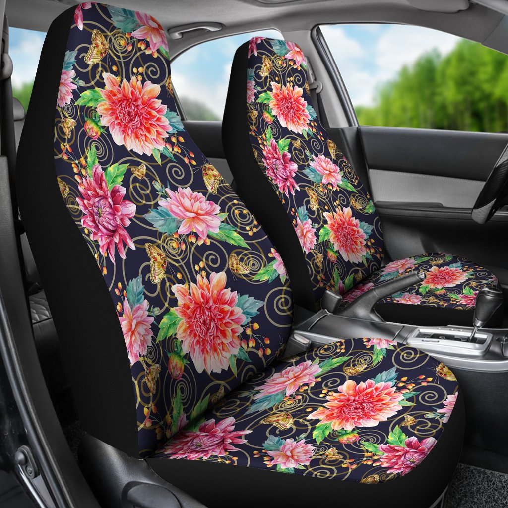 Dahlia Pattern Print Design DH02 Universal Fit Car Seat Covers