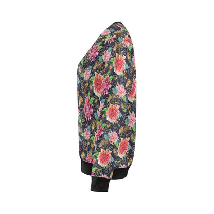 Dahlia Pattern Print Design DH02 Women Long Sleeve Sweatshirt-JorJune