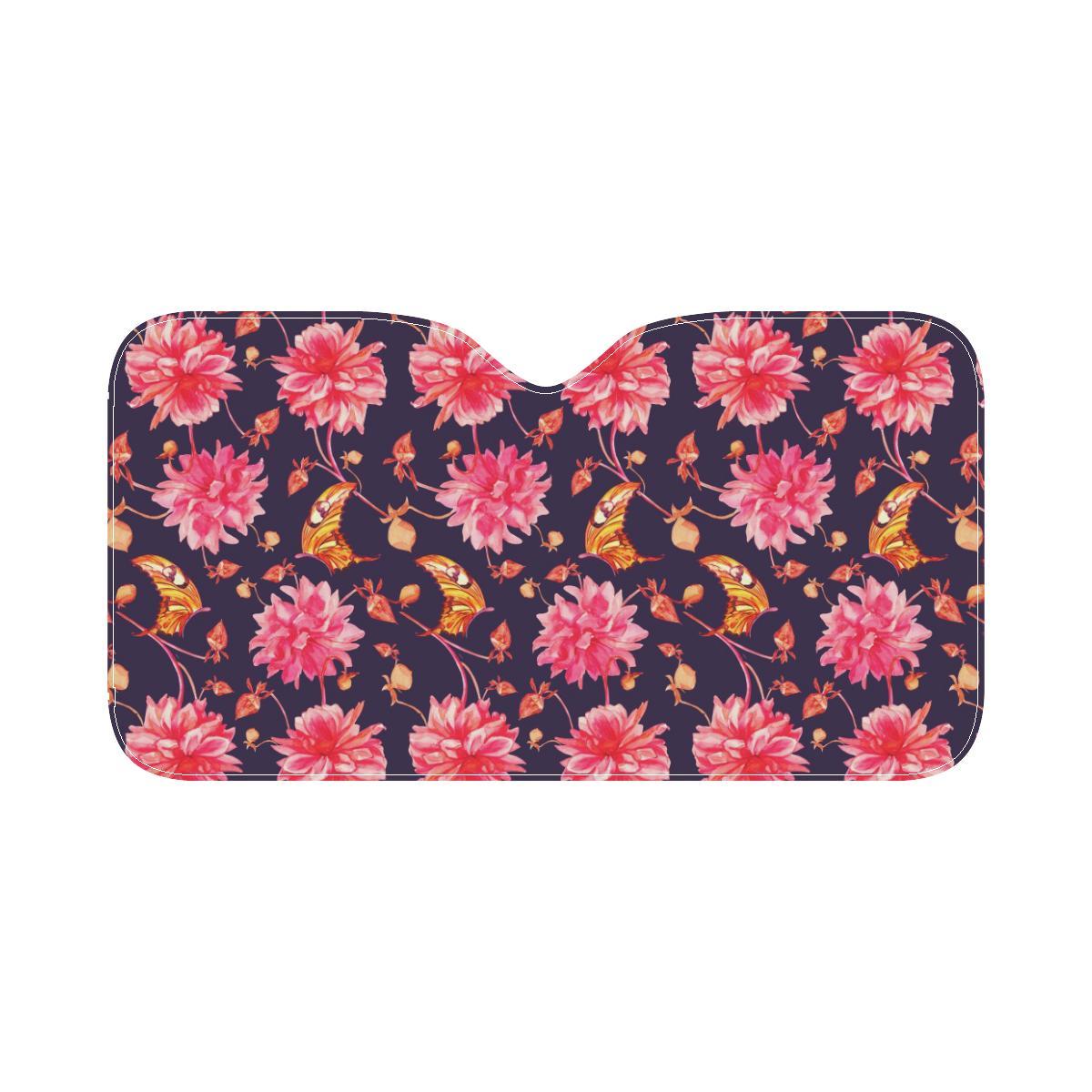 Dahlia Pattern Print Design DH03 Car Sun Shade-JorJune