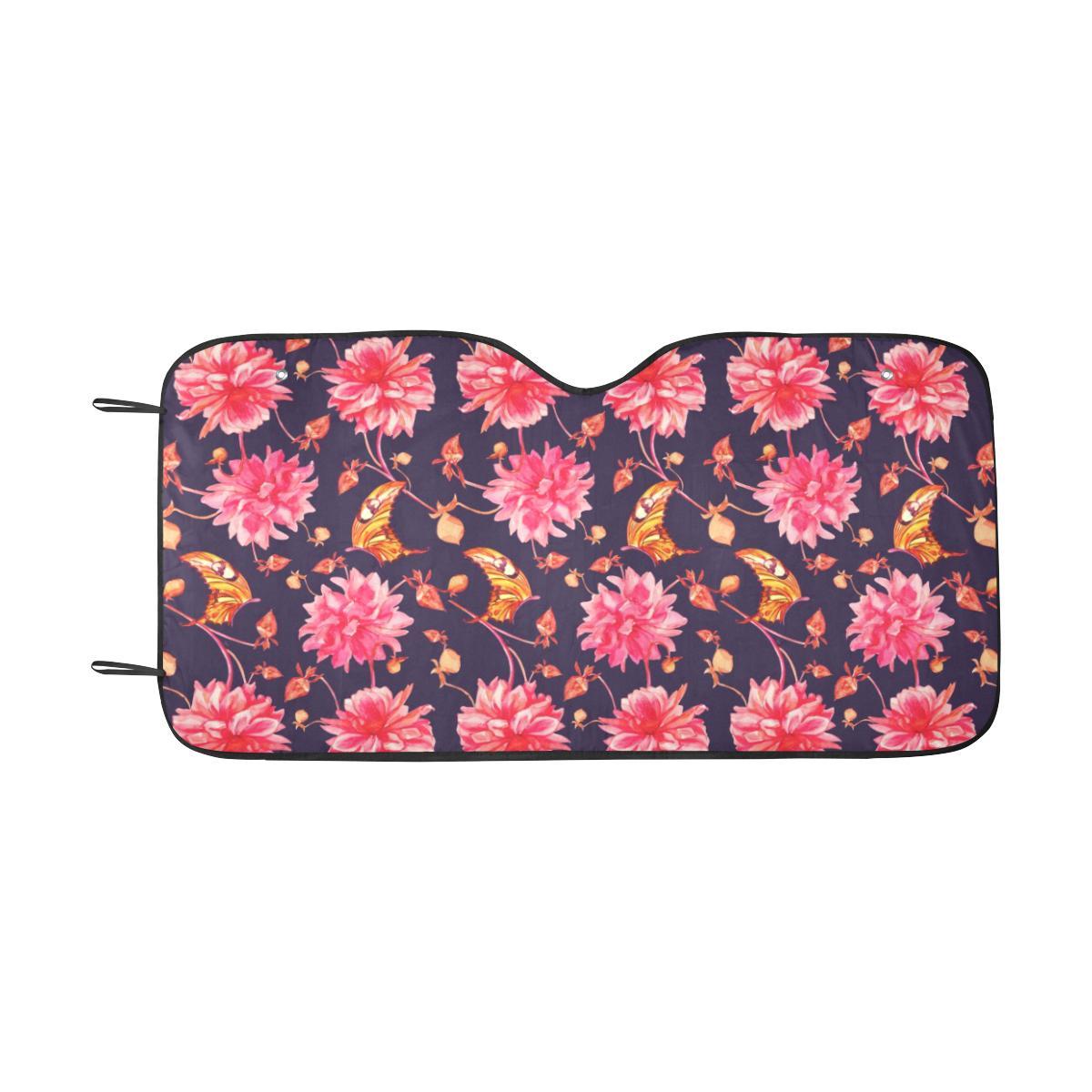 Dahlia Pattern Print Design DH03 Car Sun Shade-JorJune