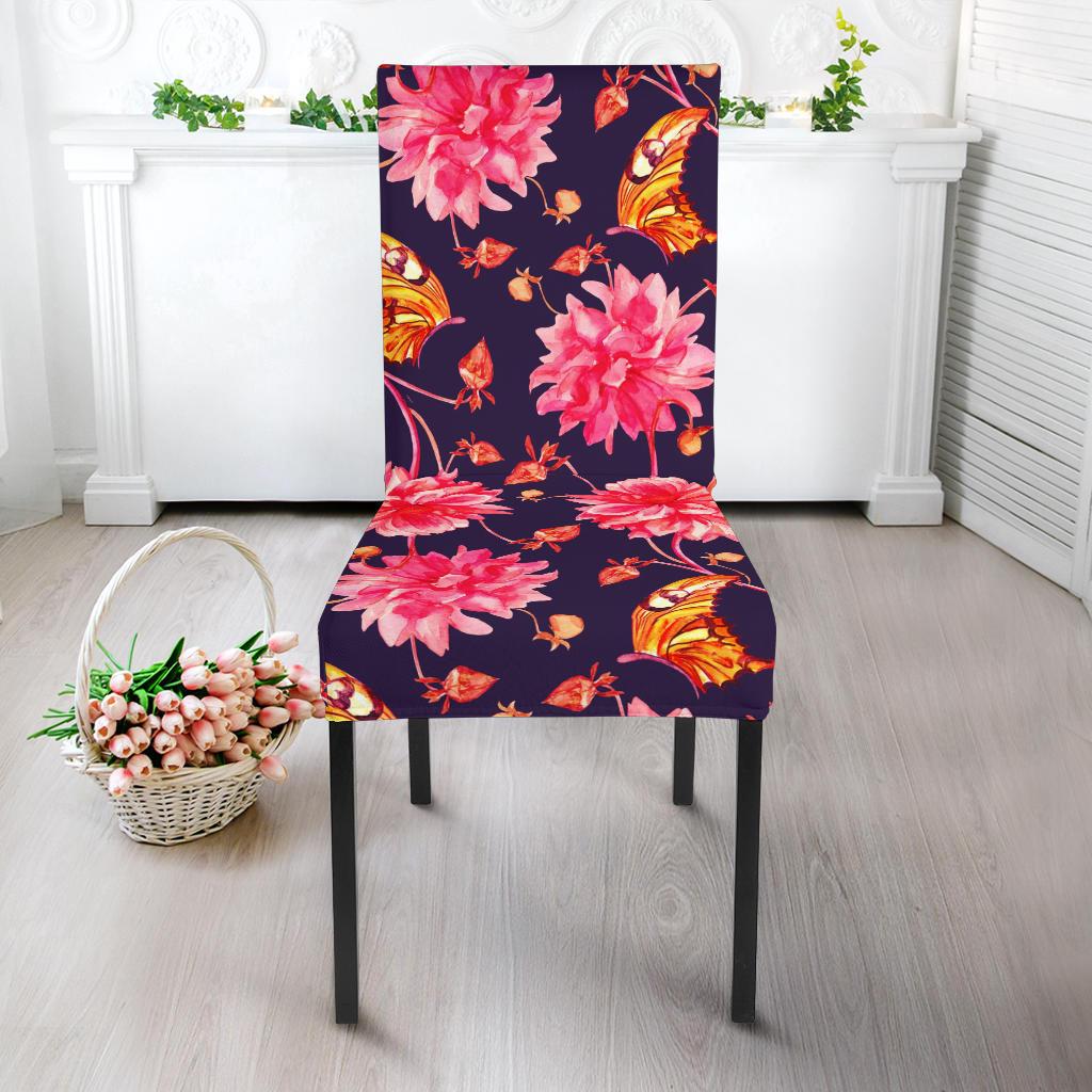 Dahlia Pattern Print Design DH03 Dining Chair Slipcover-JORJUNE.COM