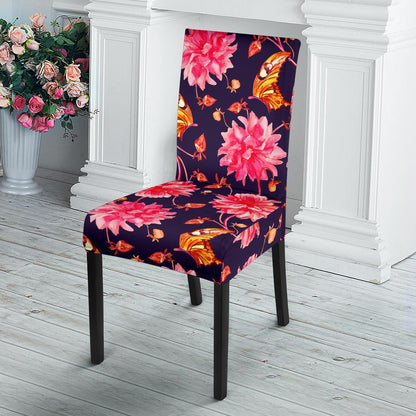 Dahlia Pattern Print Design DH03 Dining Chair Slipcover-JORJUNE.COM
