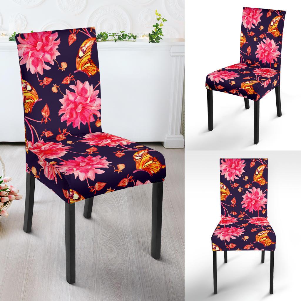 Dahlia Pattern Print Design DH03 Dining Chair Slipcover-JORJUNE.COM