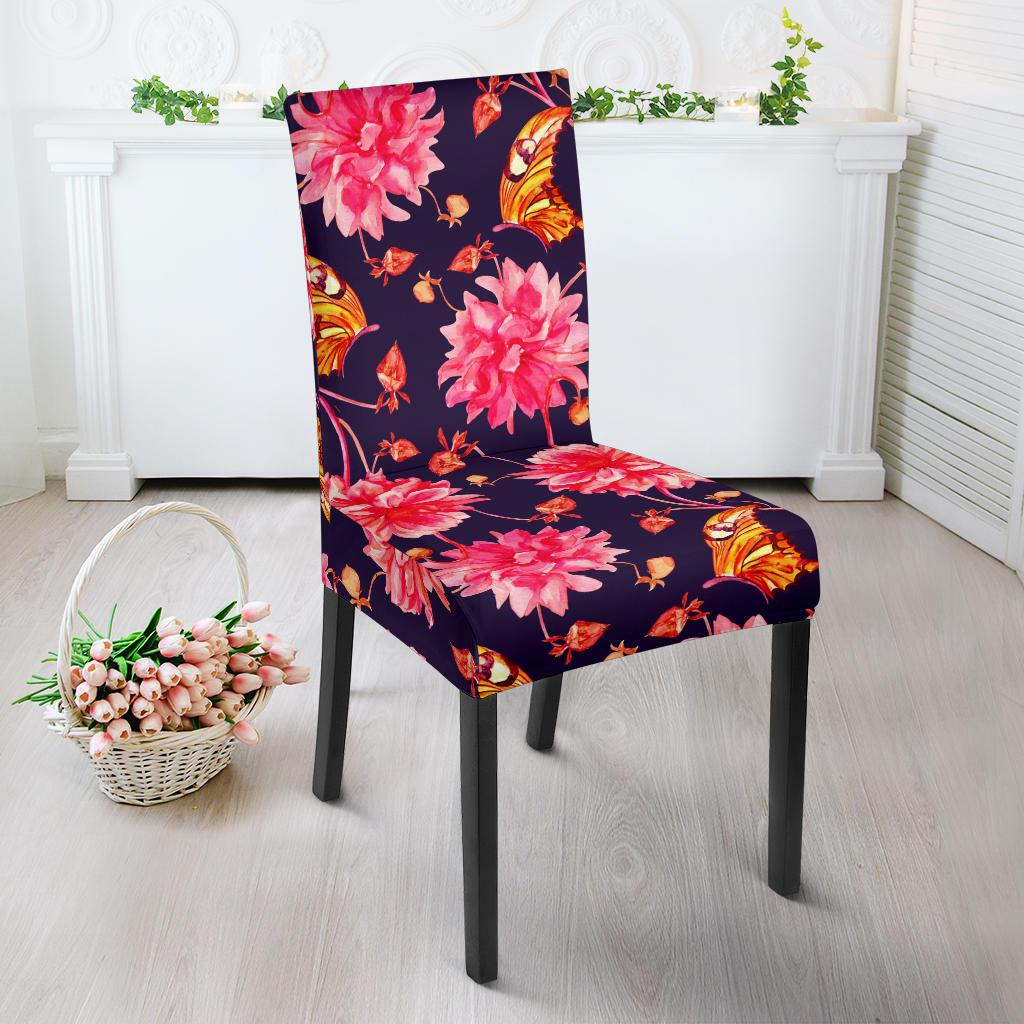 Dahlia Pattern Print Design DH03 Dining Chair Slipcover-JORJUNE.COM
