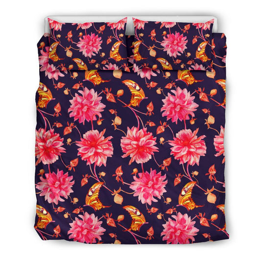 Dahlia Pattern Print Design DH03 Duvet Cover Bedding Set-JORJUNE.COM