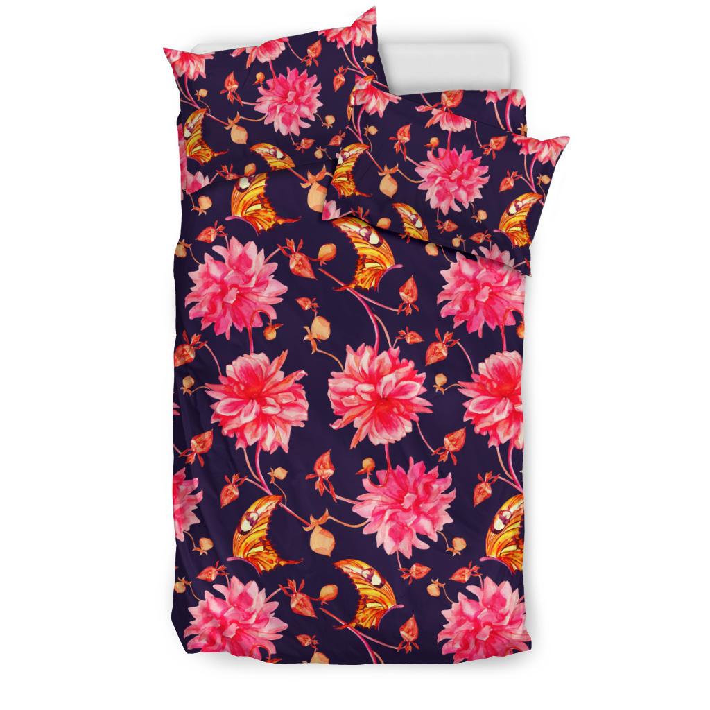 Dahlia Pattern Print Design DH03 Duvet Cover Bedding Set-JORJUNE.COM
