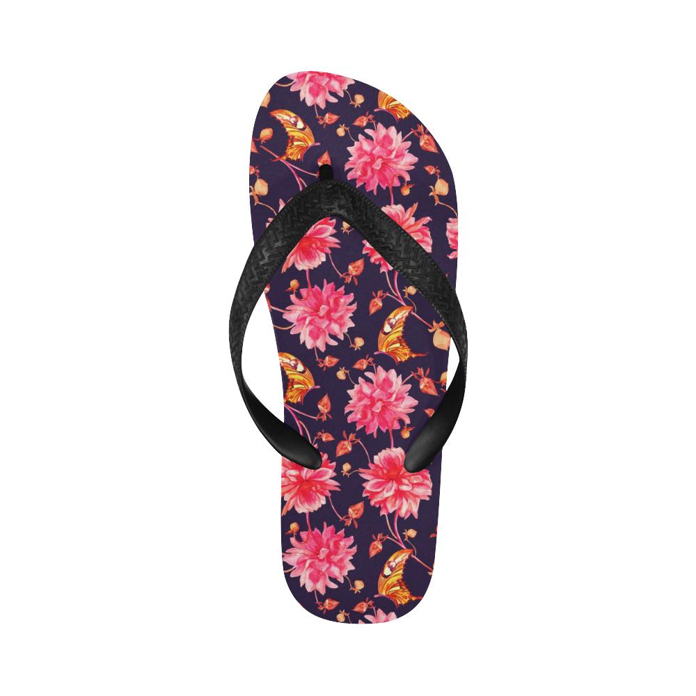 Dahlia Pattern Print Design DH03 Flip Flops-JorJune