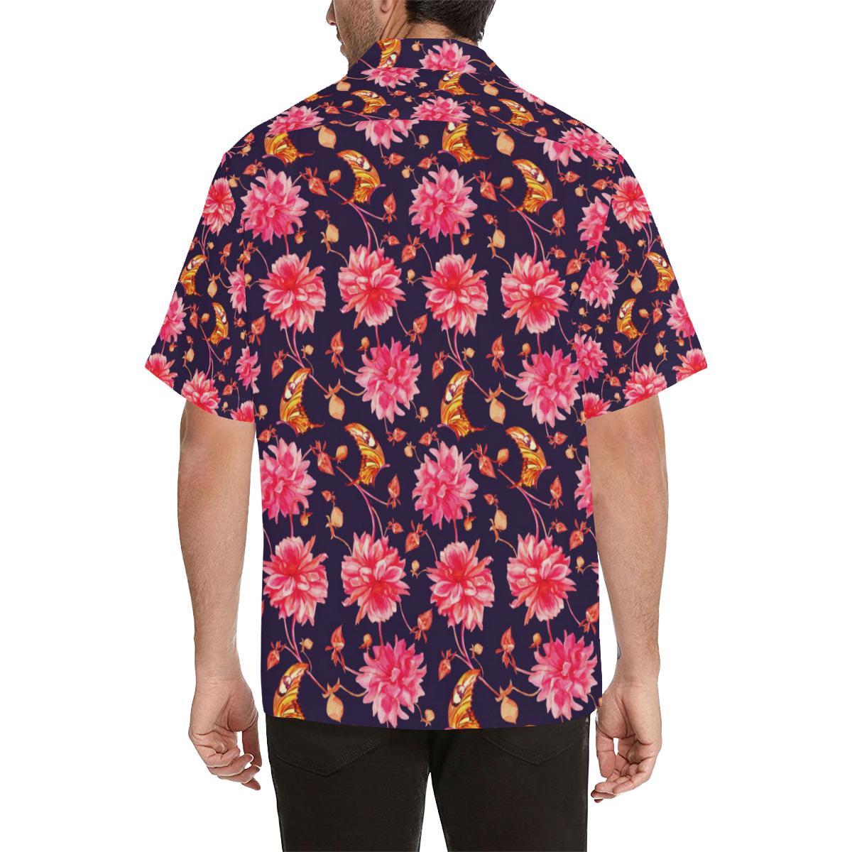 Dahlia Pattern Print Design DH03 Men Hawaiian Shirt-JorJune