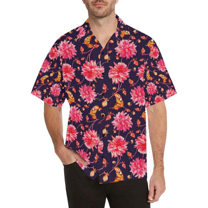 Dahlia Pattern Print Design DH03 Men Hawaiian Shirt-JorJune