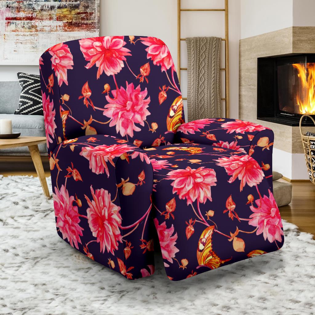 Dahlia Pattern Print Design DH03 Recliner Slipcover-JORJUNE.COM