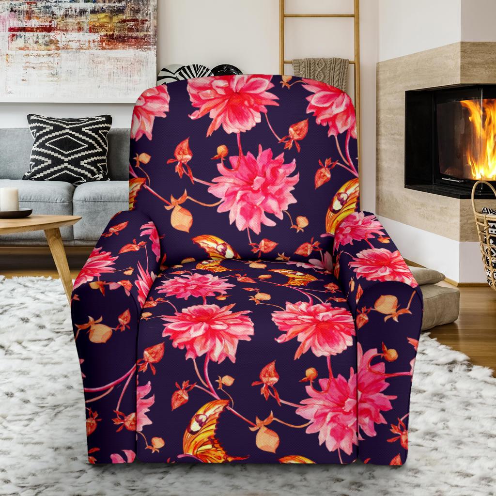 Dahlia Pattern Print Design DH03 Recliner Slipcover-JORJUNE.COM