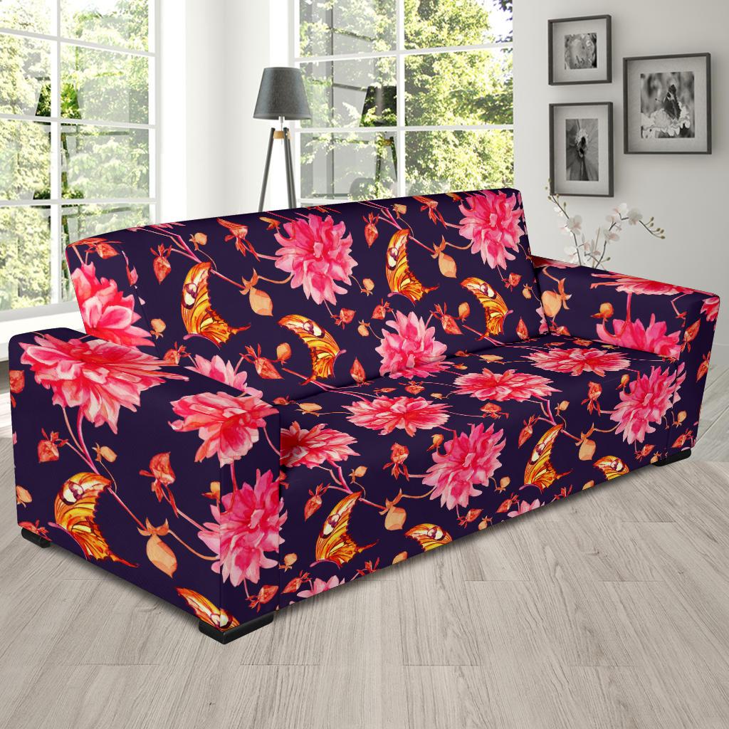 Dahlia Pattern Print Design DH03 Sofa Slipcover-JORJUNE.COM
