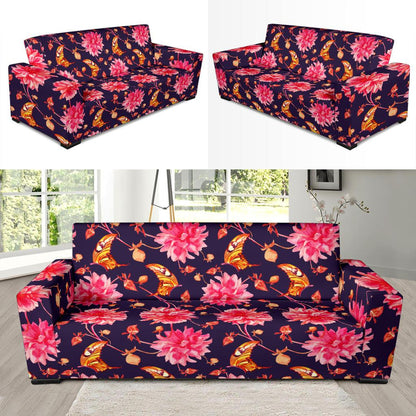 Dahlia Pattern Print Design DH03 Sofa Slipcover-JORJUNE.COM