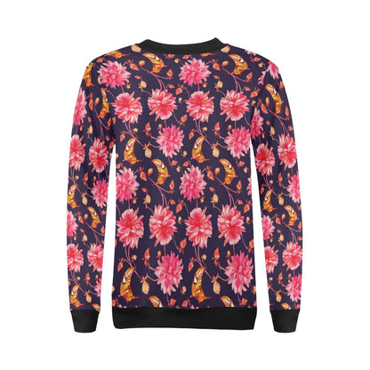 Dahlia Pattern Print Design DH03 Women Long Sleeve Sweatshirt-JorJune