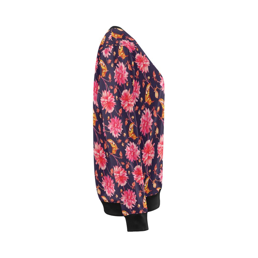 Dahlia Pattern Print Design DH03 Women Long Sleeve Sweatshirt-JorJune