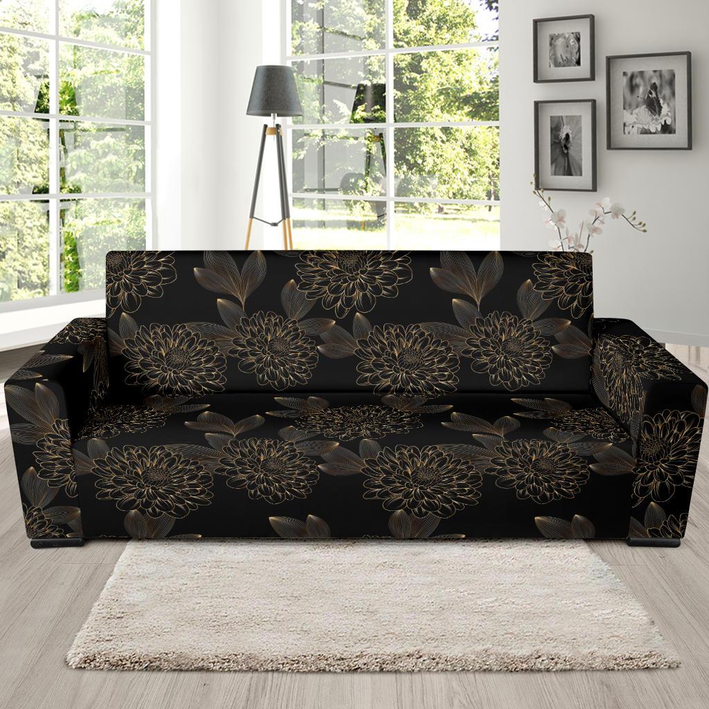 Dahlia Pattern Print Design DH04 Sofa Slipcover-JORJUNE.COM