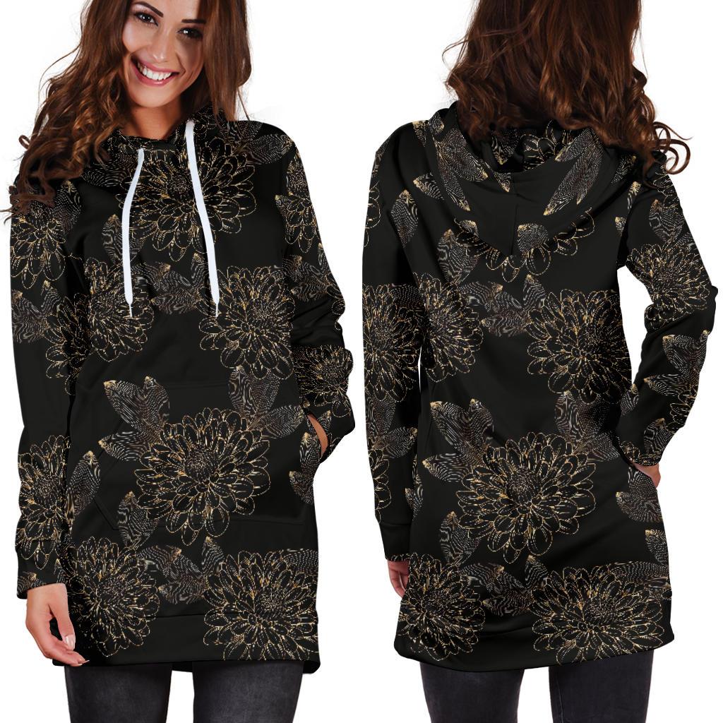 Dahlia Pattern Print Design DH04 Women Hoodie Dress