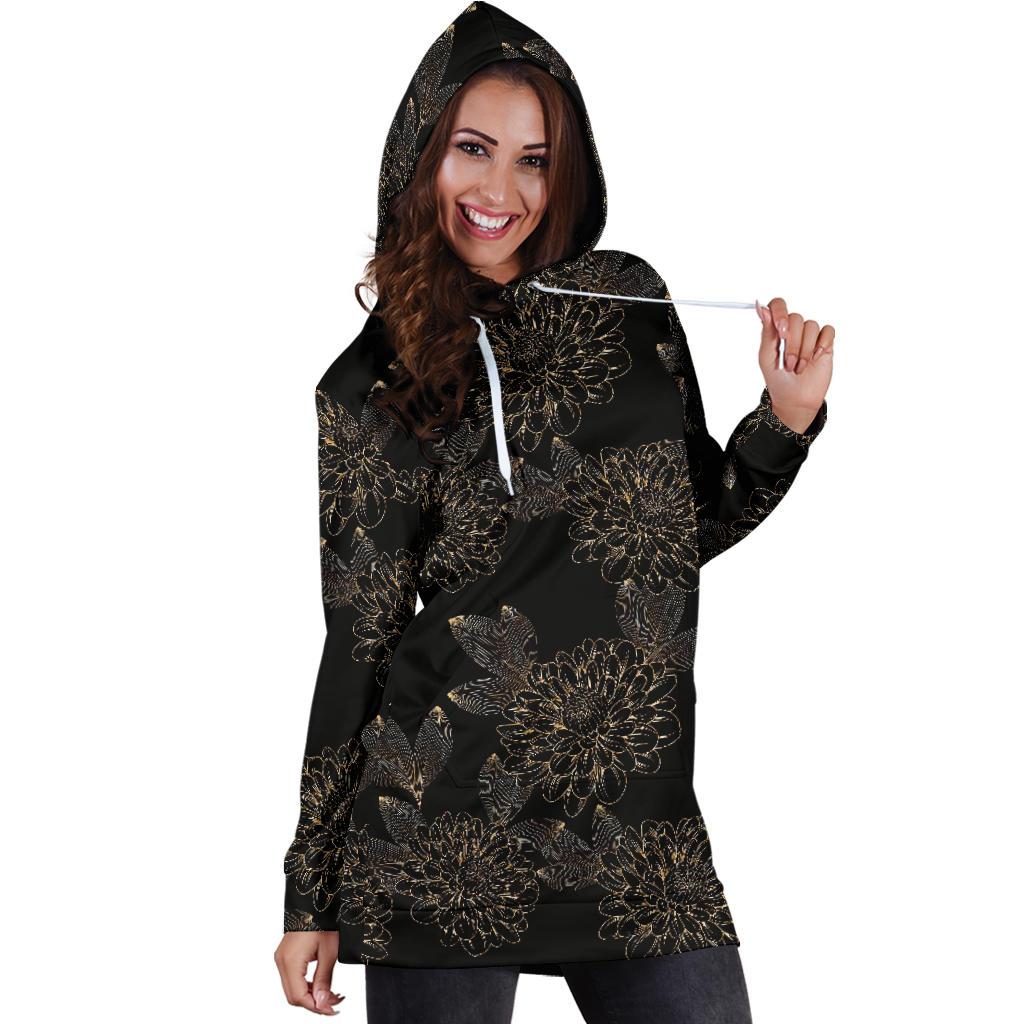Dahlia Pattern Print Design DH04 Women Hoodie Dress