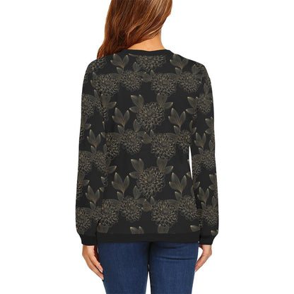 Dahlia Pattern Print Design DH04 Women Long Sleeve Sweatshirt-JorJune