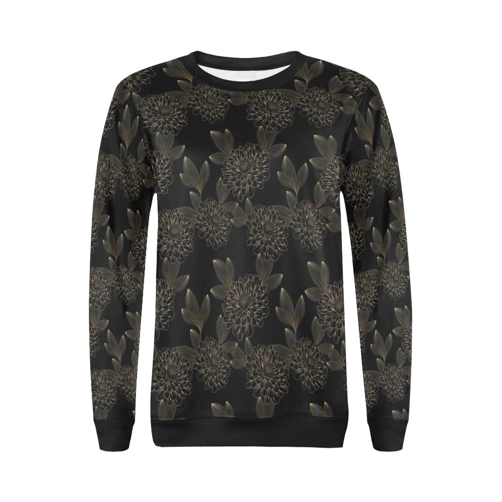 Dahlia Pattern Print Design DH04 Women Long Sleeve Sweatshirt-JorJune