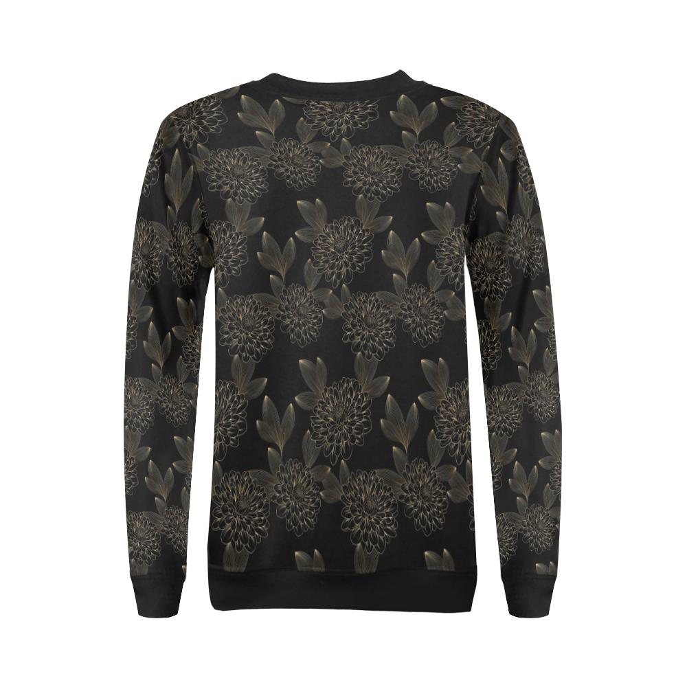 Dahlia Pattern Print Design DH04 Women Long Sleeve Sweatshirt-JorJune