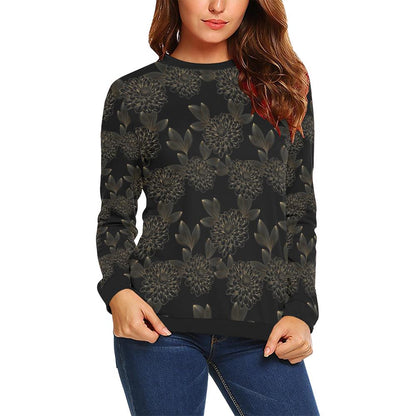 Dahlia Pattern Print Design DH04 Women Long Sleeve Sweatshirt-JorJune