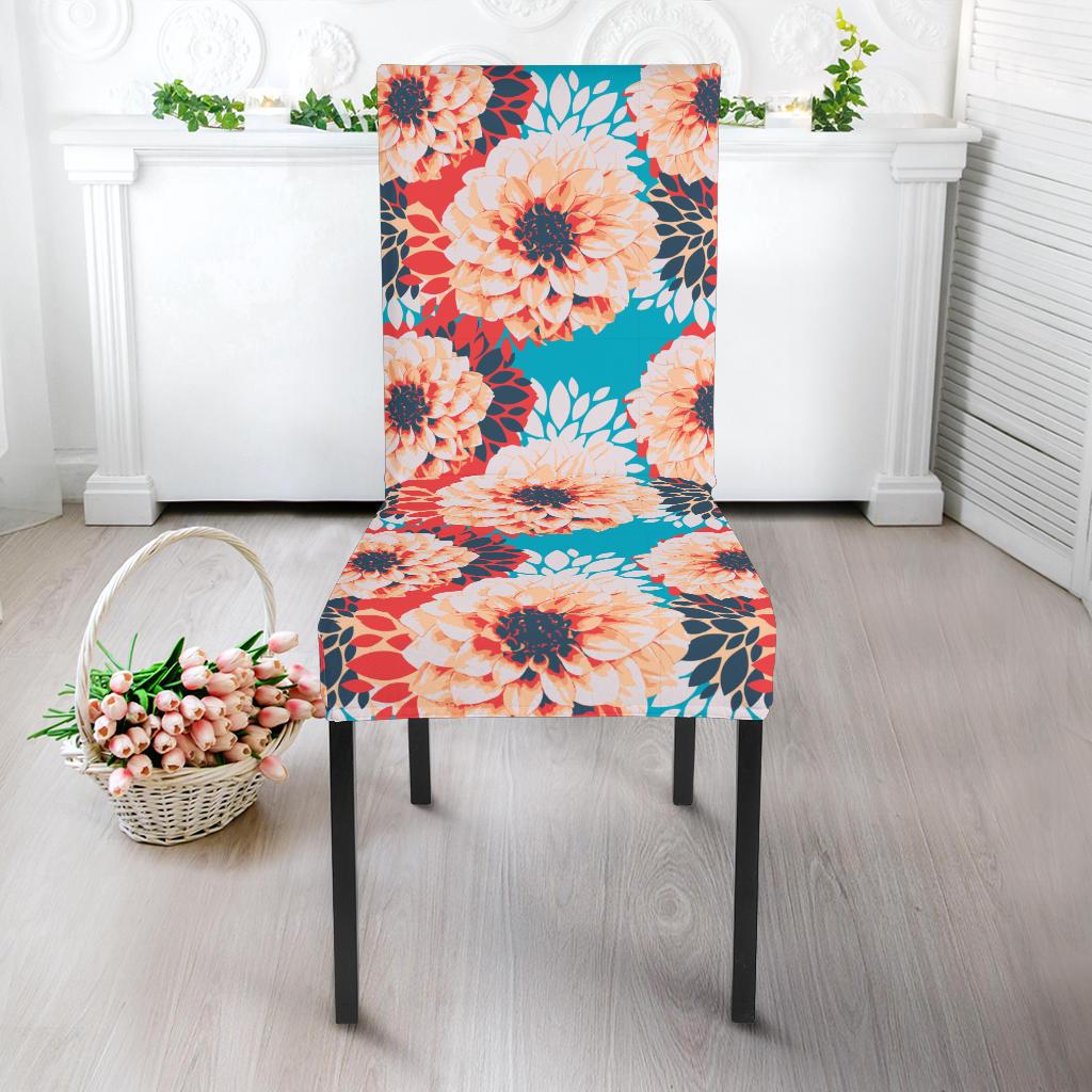 Dahlia Pattern Print Design DH05 Dining Chair Slipcover-JORJUNE.COM