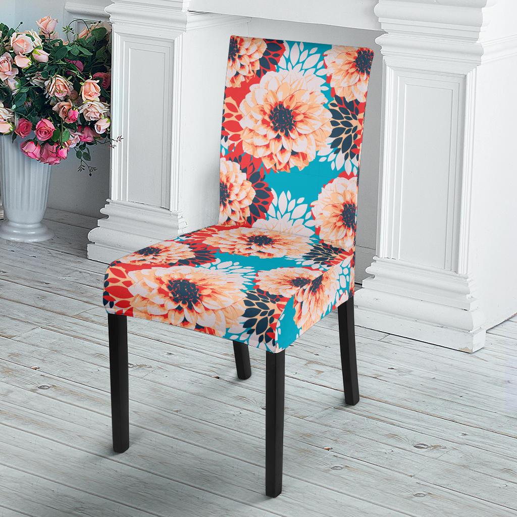 Dahlia Pattern Print Design DH05 Dining Chair Slipcover-JORJUNE.COM