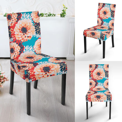 Dahlia Pattern Print Design DH05 Dining Chair Slipcover-JORJUNE.COM