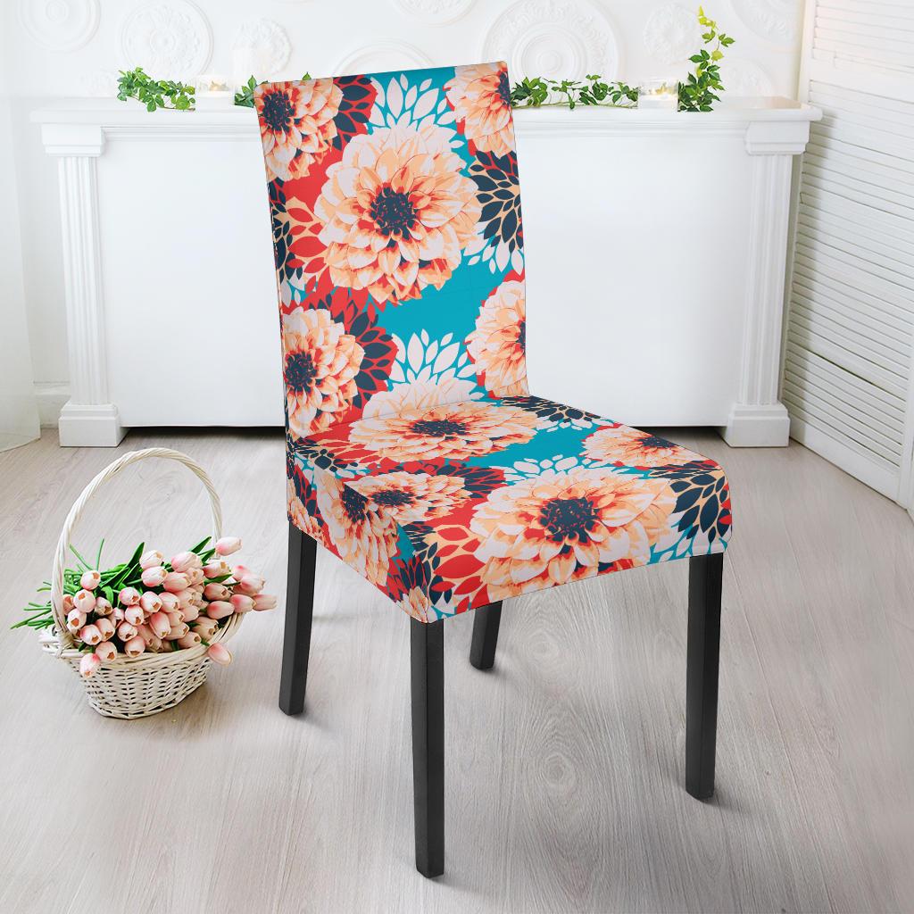 Dahlia Pattern Print Design DH05 Dining Chair Slipcover-JORJUNE.COM