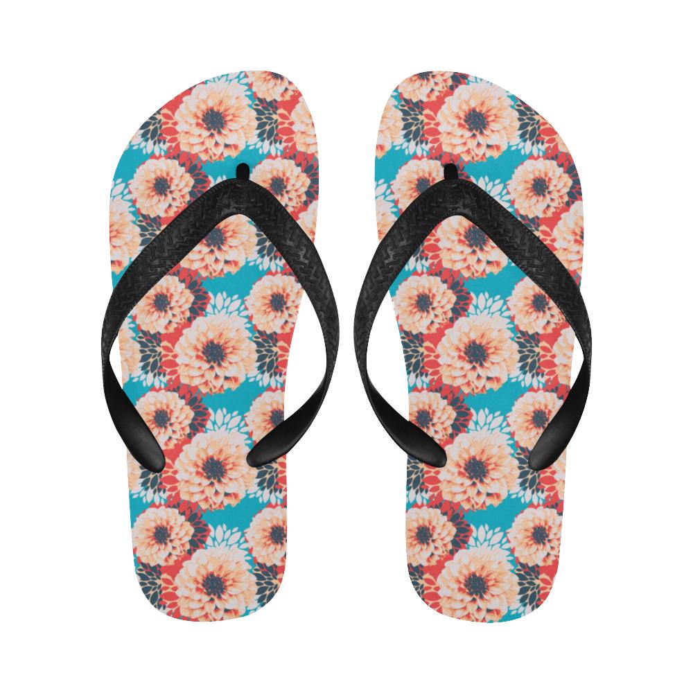 Dahlia Pattern Print Design DH05 Flip Flops-JorJune