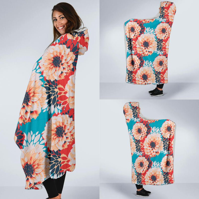 Dahlia Pattern Print Design DH05 Hooded Blanket-JORJUNE.COM