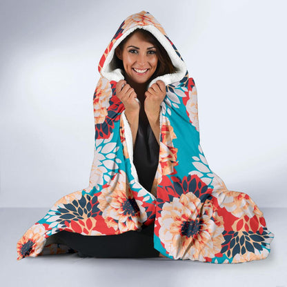 Dahlia Pattern Print Design DH05 Hooded Blanket-JORJUNE.COM