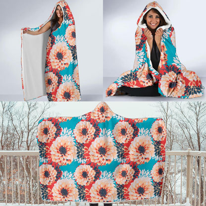 Dahlia Pattern Print Design DH05 Hooded Blanket-JORJUNE.COM