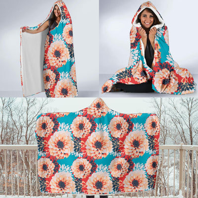 Dahlia Pattern Print Design DH05 Hooded Blanket-JORJUNE.COM