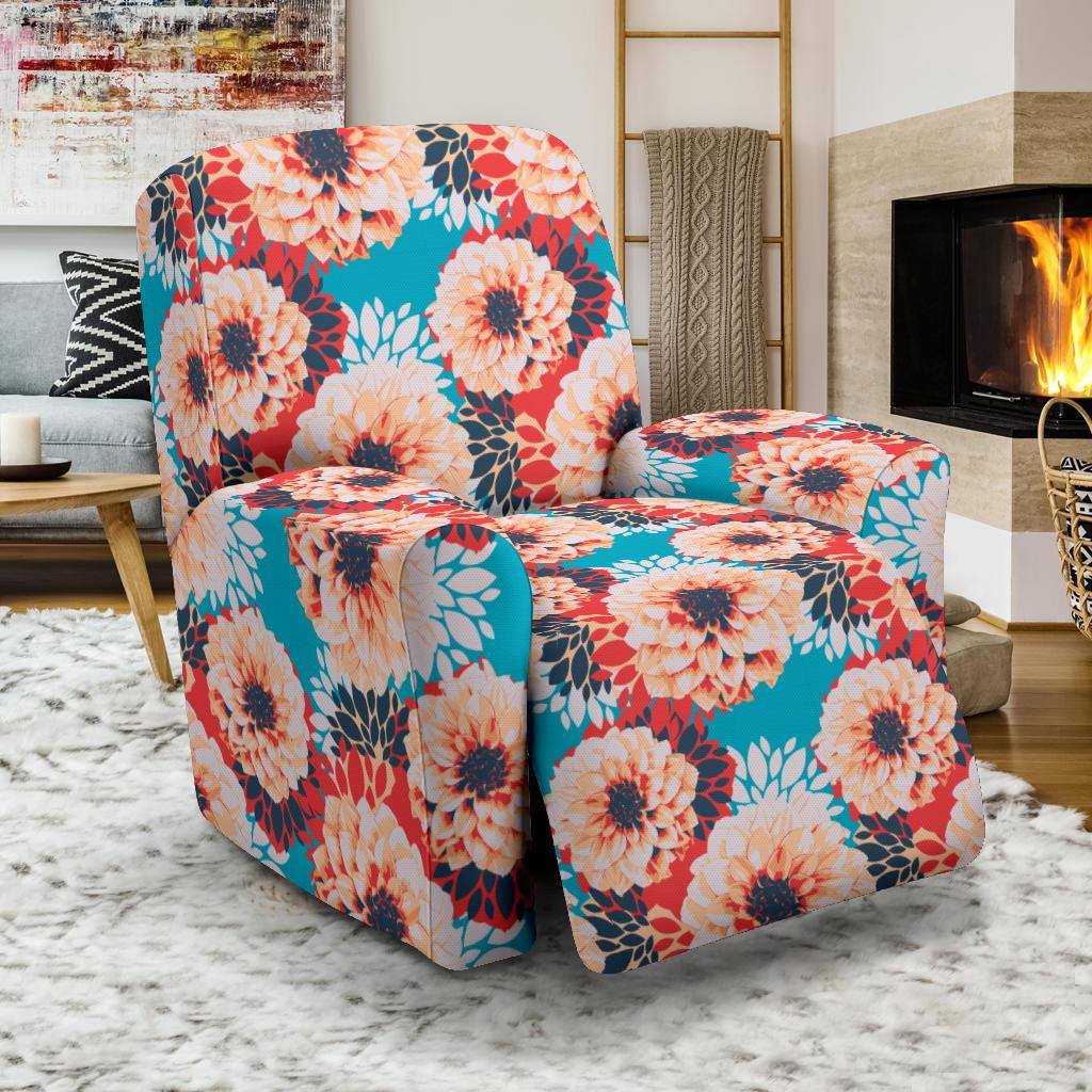 Dahlia Pattern Print Design DH05 Recliner Slipcover-JORJUNE.COM