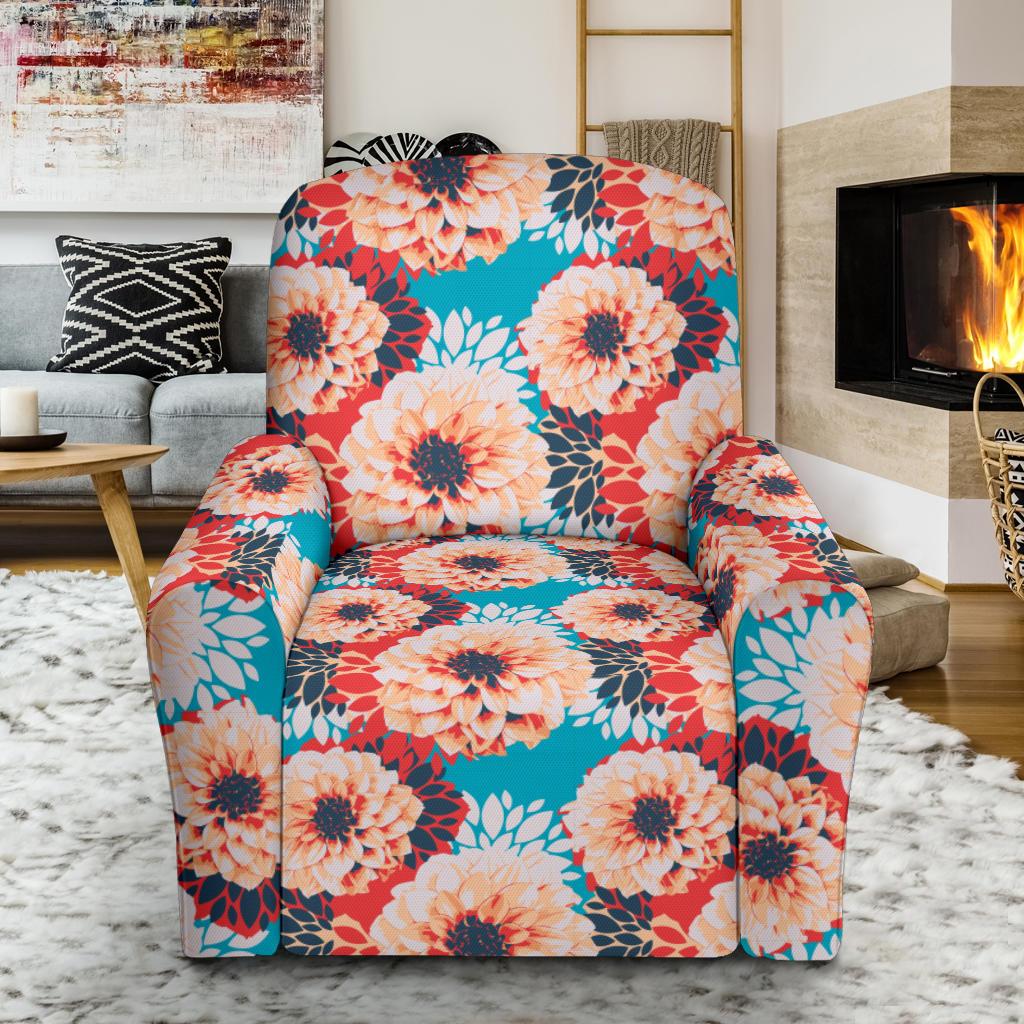 Dahlia Pattern Print Design DH05 Recliner Slipcover-JORJUNE.COM
