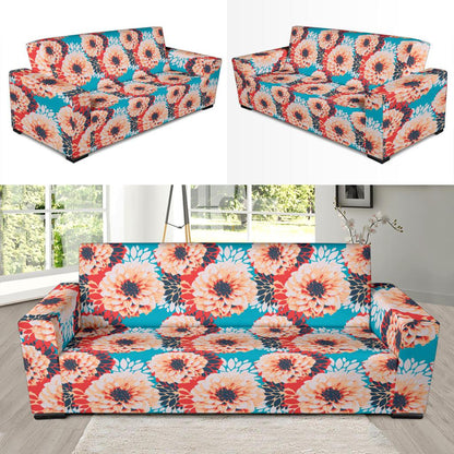 Dahlia Pattern Print Design DH05 Sofa Slipcover-JORJUNE.COM
