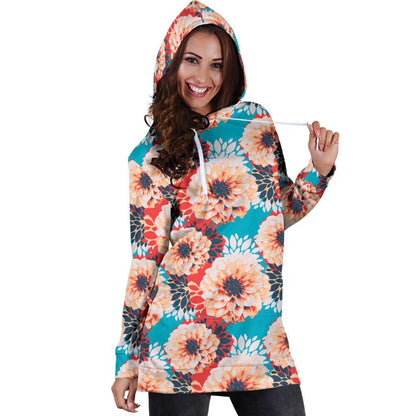 Dahlia Pattern Print Design DH05 Women Hoodie Dress