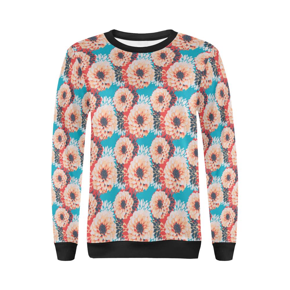Dahlia Pattern Print Design DH05 Women Long Sleeve Sweatshirt-JorJune