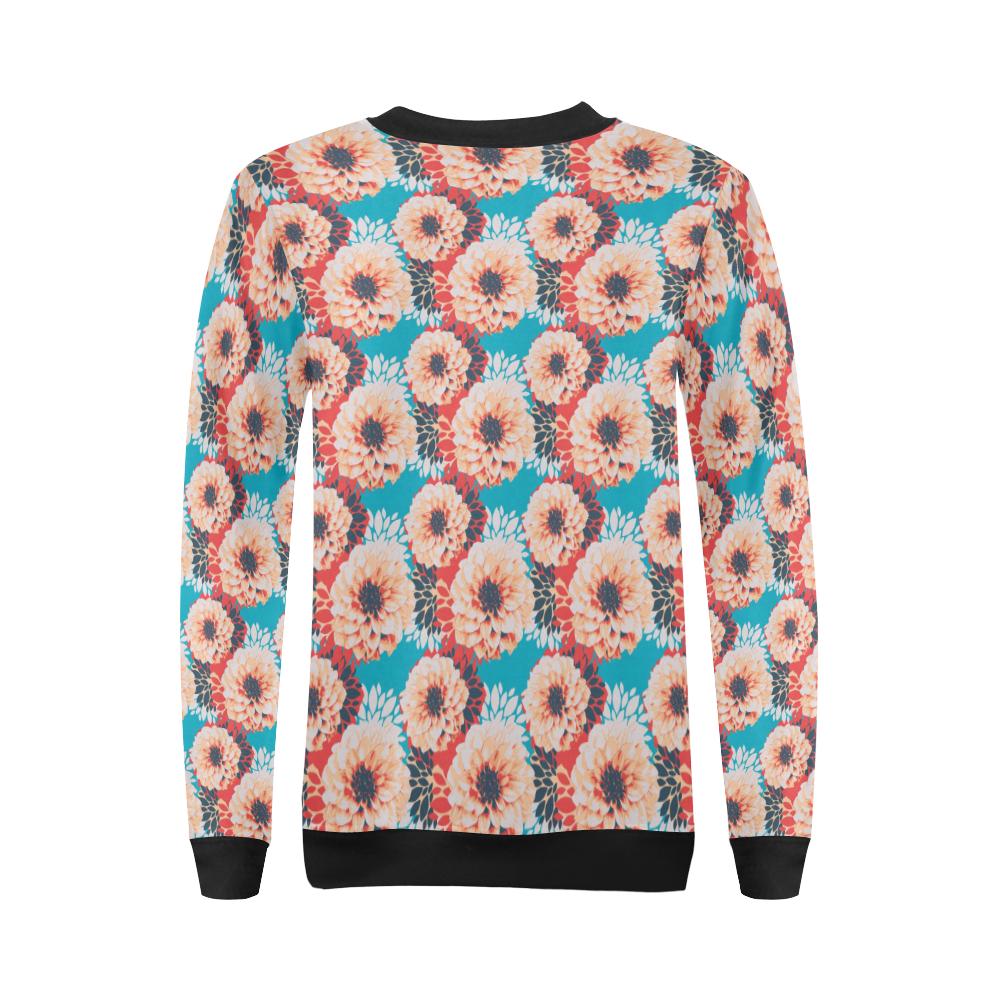 Dahlia Pattern Print Design DH05 Women Long Sleeve Sweatshirt-JorJune