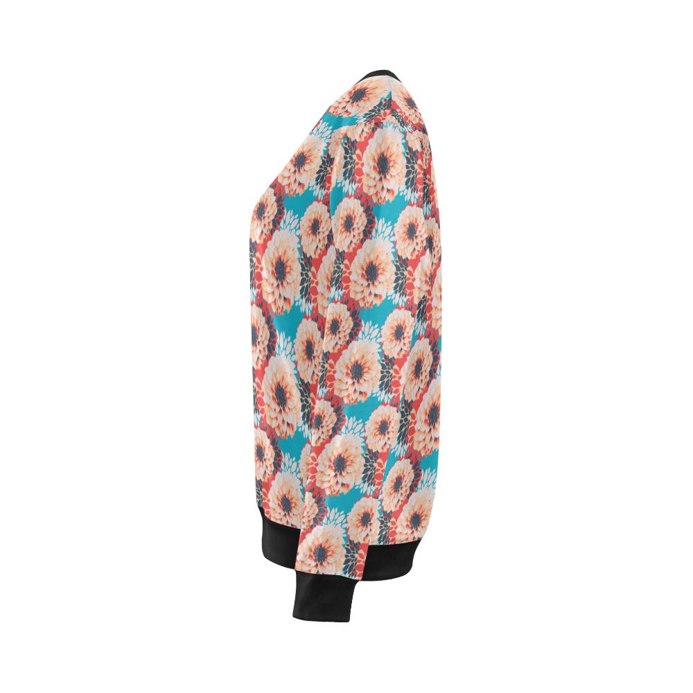 Dahlia Pattern Print Design DH05 Women Long Sleeve Sweatshirt-JorJune