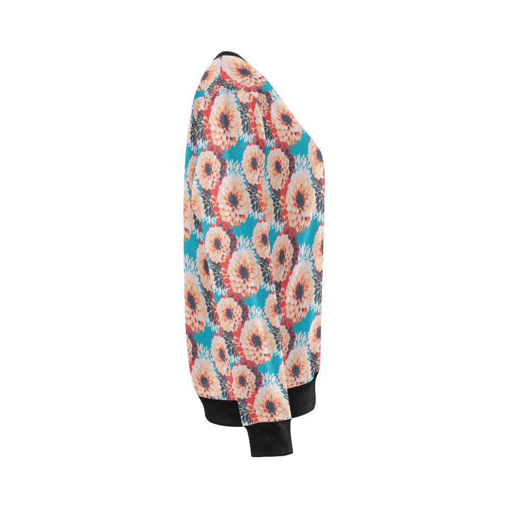 Dahlia Pattern Print Design DH05 Women Long Sleeve Sweatshirt-JorJune