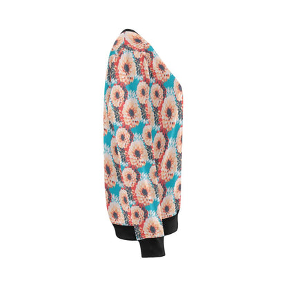 Dahlia Pattern Print Design DH05 Women Long Sleeve Sweatshirt-JorJune