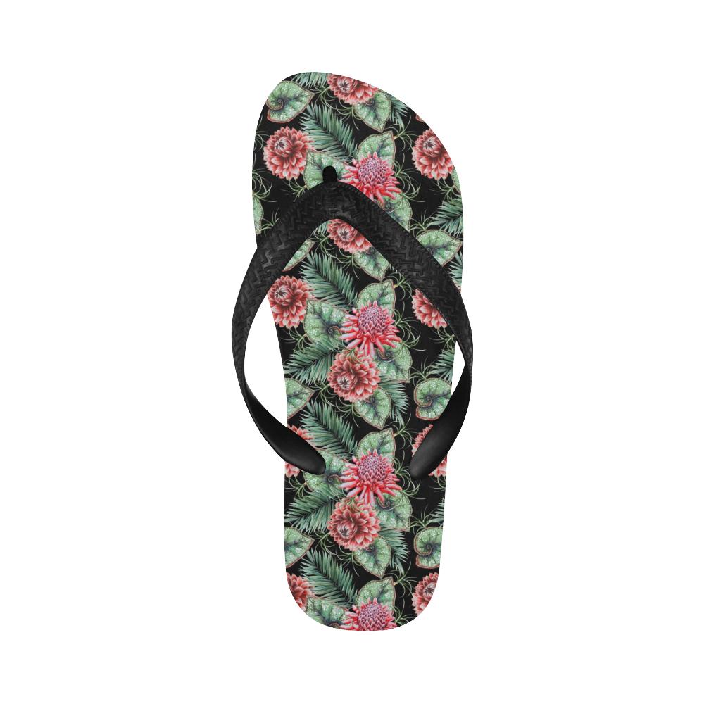 Dahlia Pattern Print Design DH06 Flip Flops-JorJune