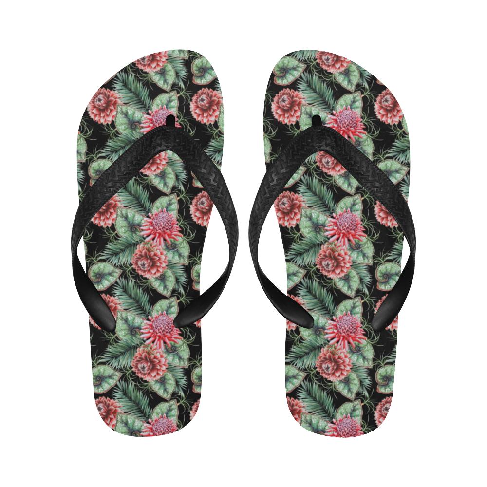 Dahlia Pattern Print Design DH06 Flip Flops-JorJune