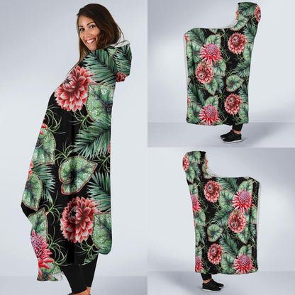 Dahlia Pattern Print Design DH06 Hooded Blanket-JORJUNE.COM